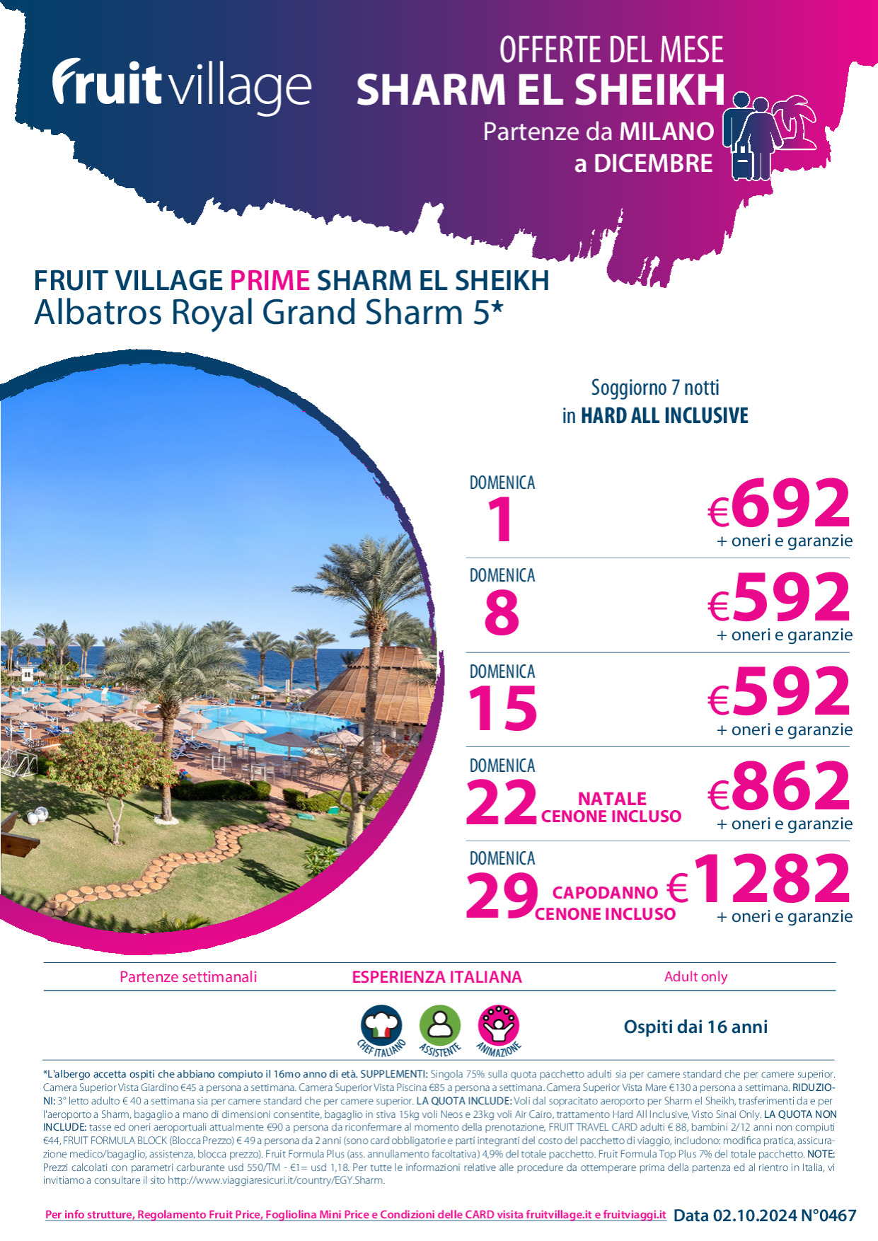 FRUIT VILLAGE PRIME Albatros Royal Grand Sharm 5* - da Milano a Dicembre