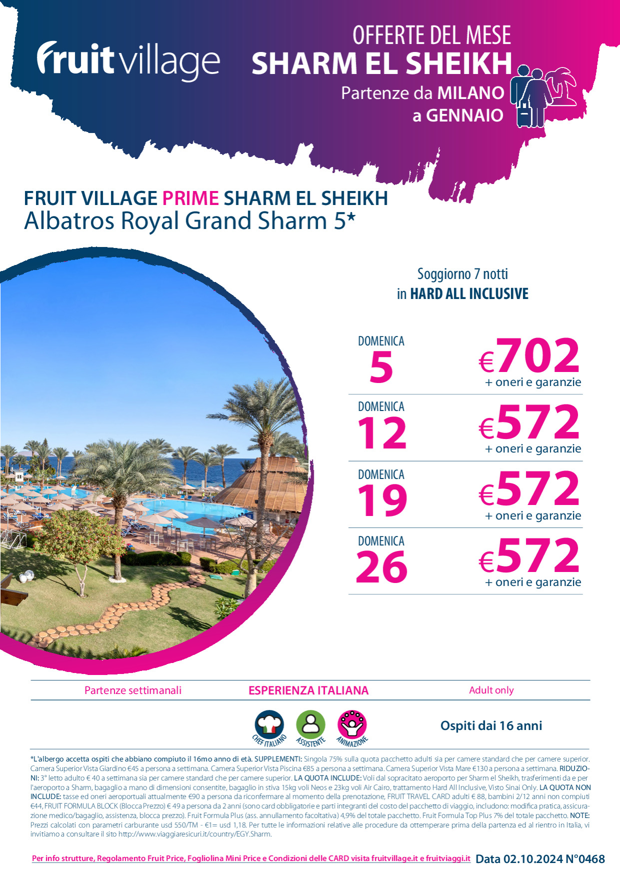 FRUIT VILLAGE PRIME Albatros Royal Grand Sharm 5* - da Milano a Gennaio