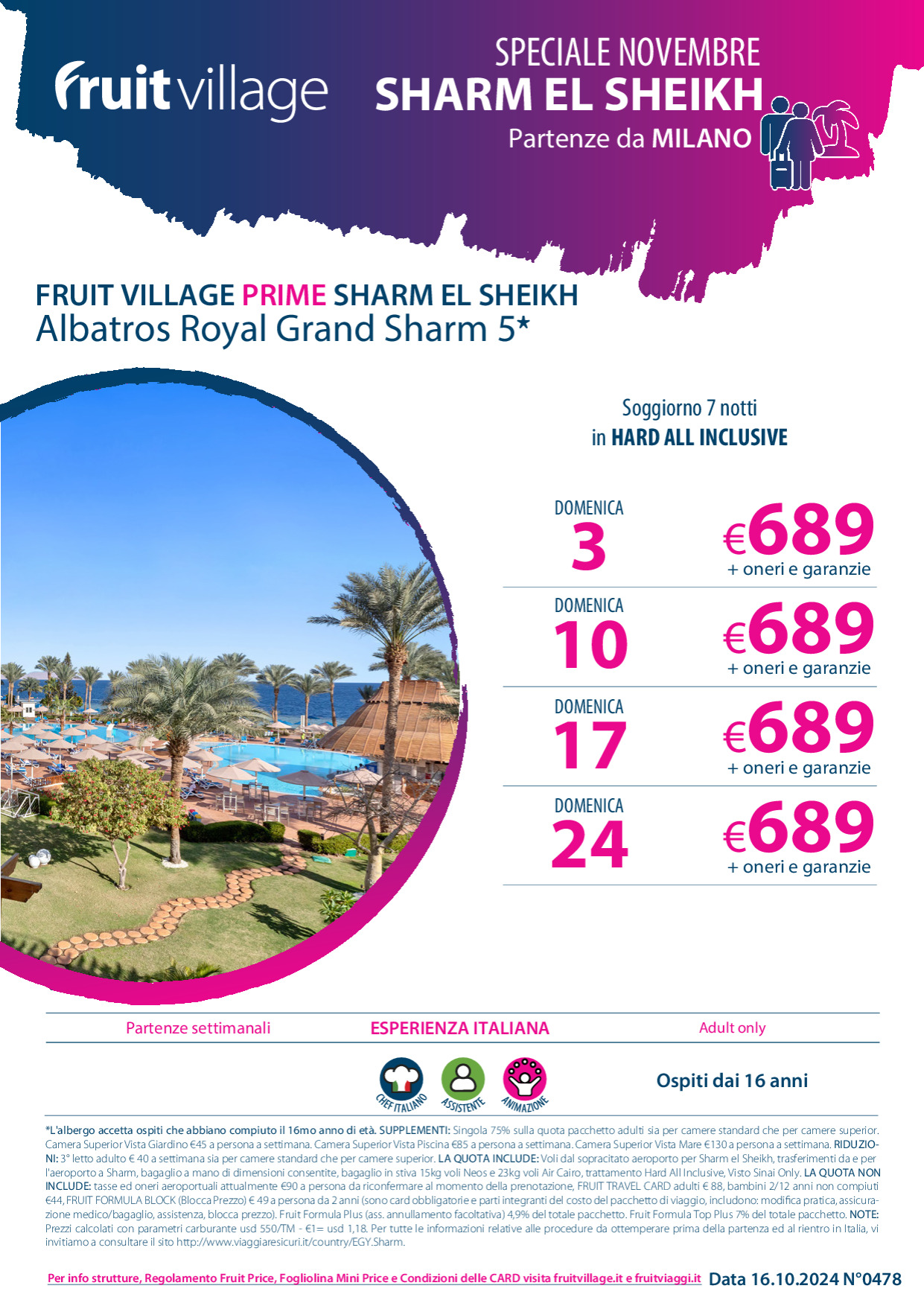 FRUIT VILLAGE PRIME Albatros Royal Grand Sharm 5* - da Milano a Novembre