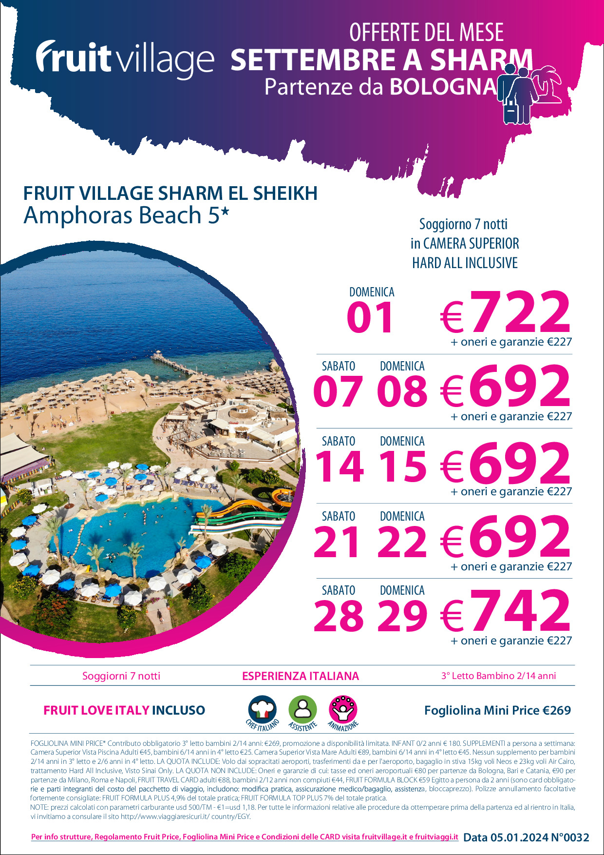 FRUIT VILLAGE Sharm Amphoras Beach 5* da Bologna a Settembre