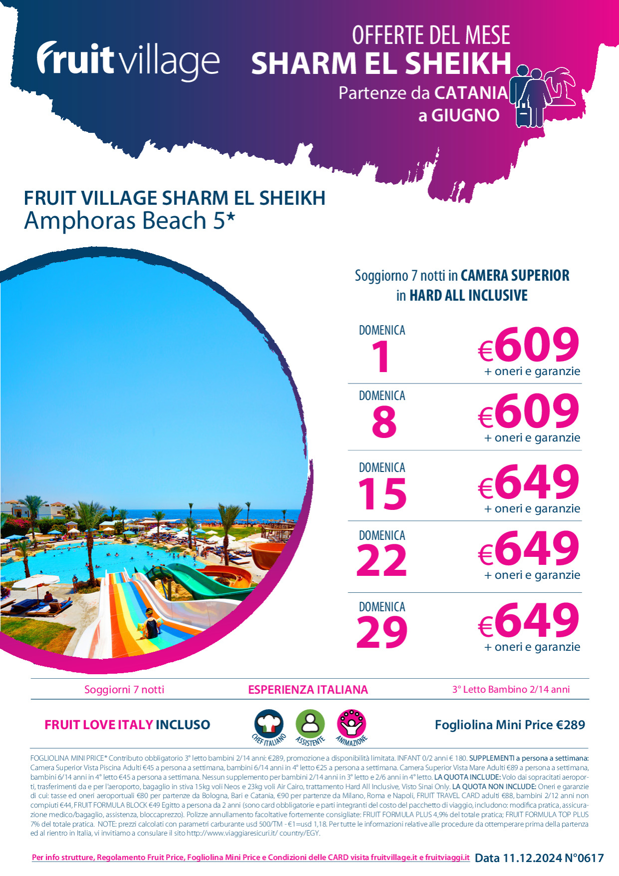 FRUIT VILLAGE Sharm El Sheikh Amphoras Beach - da Catania a Giugno