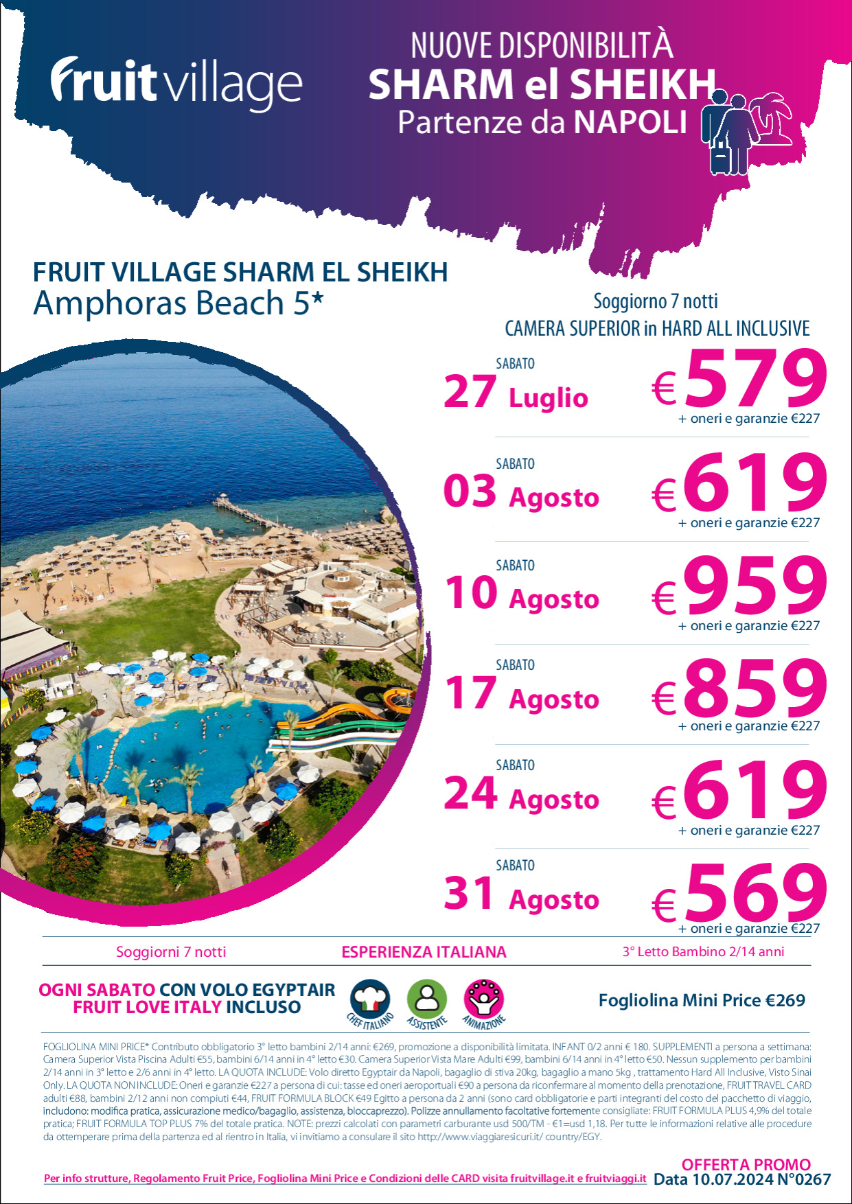 Fruit Village Sharm El Sheikh Amphoras Beach da Napoli il sabato