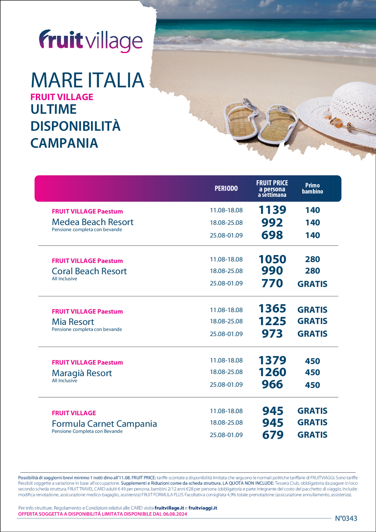 LAST MINUTE Fruit Village Campania dall'11 Agosto